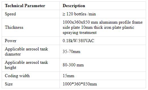 Correia transportadora a jato de tinta para m&aacute;quina de enchimento de aerossol