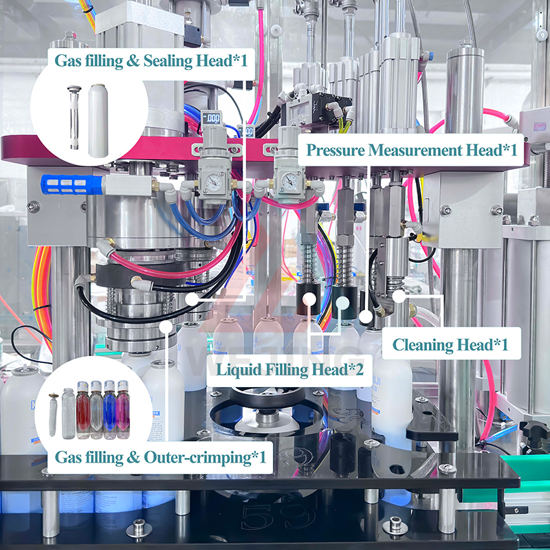 Máquina de enchimento automática de aerossol Bov WJER-30S para latas de alumínio e garrafas de plástico