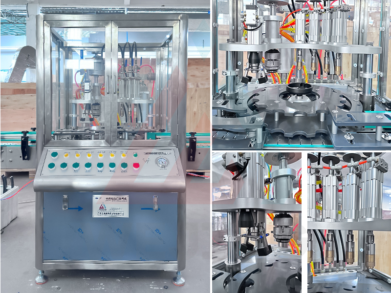 M&aacute;quina de enchimento e selagem de g&aacute;s de aerossol com imagem detalhada