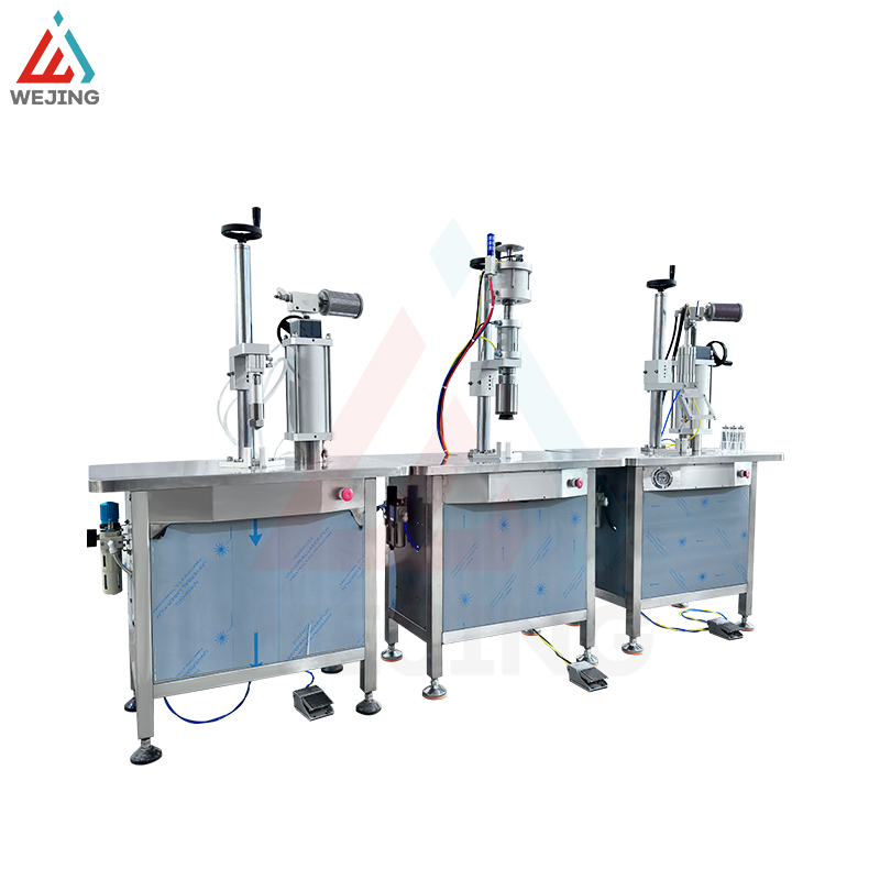 Máquina de enchimento e crimpagem semi-automática de aerossol