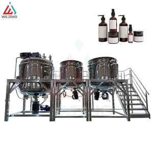 Chaleira de mistura emulsificante a vácuo 2000L com tanques de fase de água e óleo para produção de cosméticos de loção creme