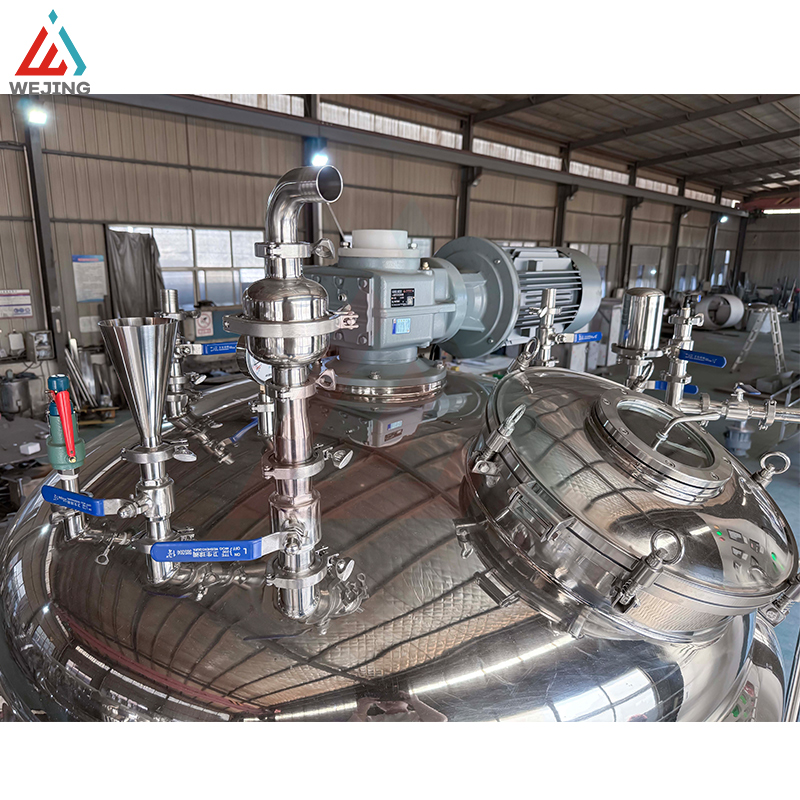 Chaleira de mistura emulsificante a vácuo 2000L com tanques de fase de água e óleo para produção de cosméticos de loção creme